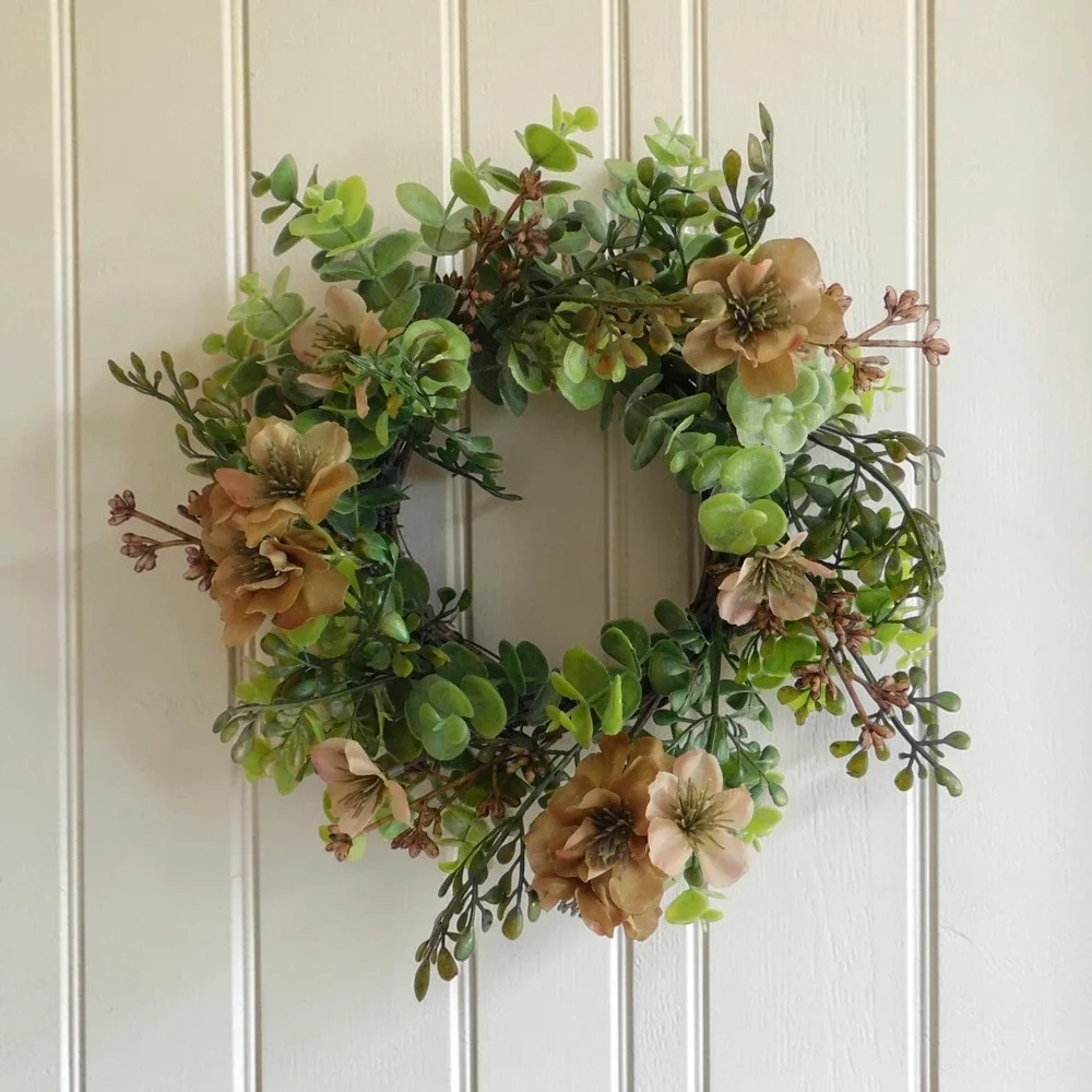 Fall Candle Ring Wreath, Mini Thanksgiving Cabinet Decor